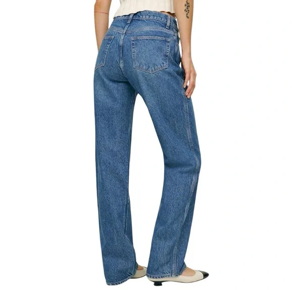 Reformation Val 90s Mid Rise Straight Jeans size 30 in Pelican Wash - Picture 2 of 8